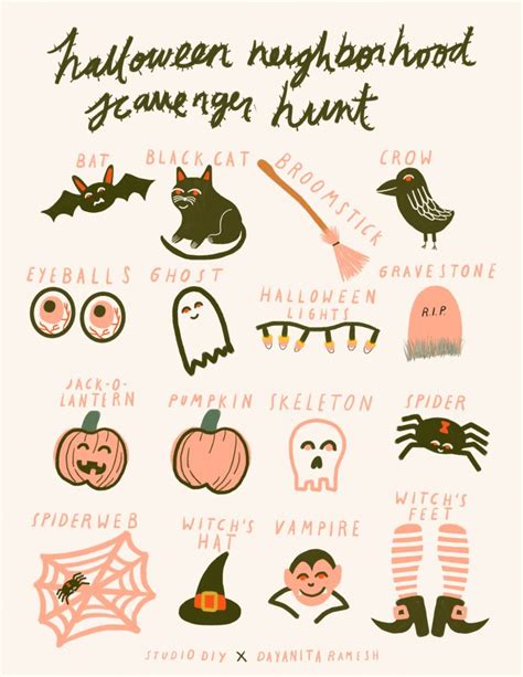 Neighborhood Halloween Scavenger Hunt For Kids Free Printable