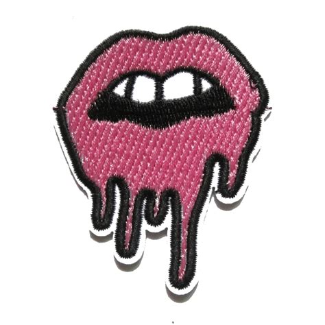 Hot Pink Lips Iron On Patch For Jacket Embroidered Applique Sewing