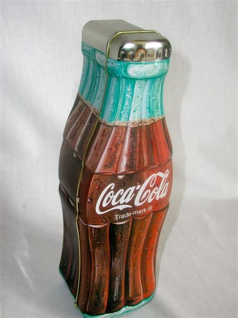 Vintage Large 13in Coca Cola Metal Bottle Tin Box Hinged Lid