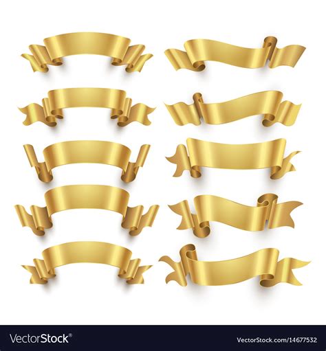 Golden Ribbons And Gold Award Banners Set Vector Image