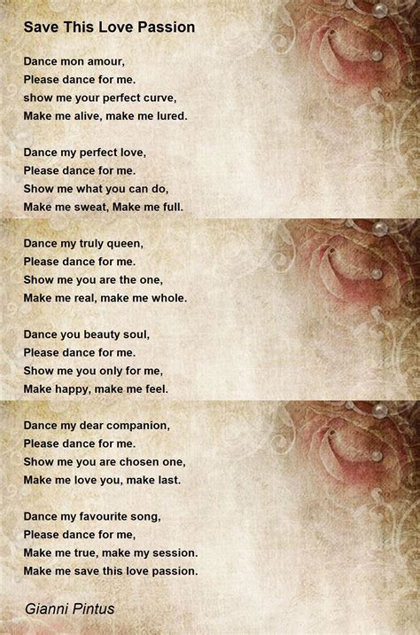Save This Love Passion Poem By Gianni Pintus Poem Hunter