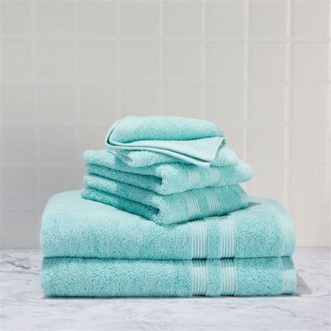 Mainstays Performance Solid 6 Piece Bath Towel Set Classic Mint