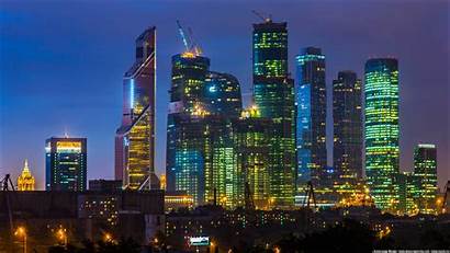 Moscow Night Skyscraper Skyline 1080p Lights Cyberpunk