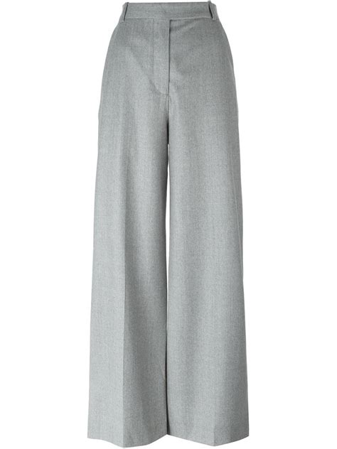 Carven Wide Leg Trousers In Grey Gray Lyst