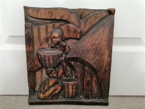 Vintage African Carved Wooden Wall Plaque Wall Hanging Wall Etsy