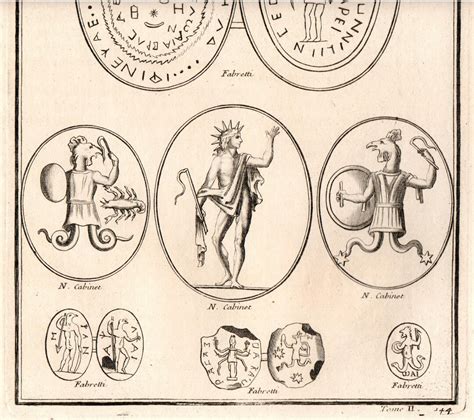 1722 Abraxas Magical Gnostic Rare Print Mystical Spells Original