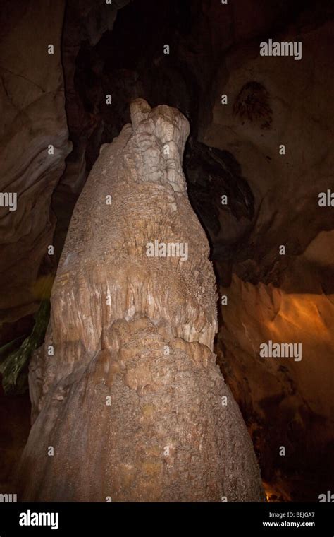 Gua Tempurung Cave Interior Large Stalagmite Stock Photo Alamy