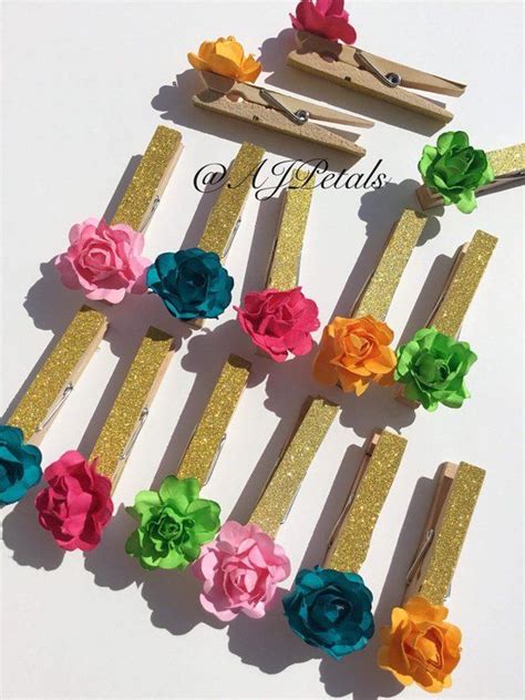 Paper Flower Clothes Pins Mexican Clothes Pin Fiesta Clothes Pins Flower Pins Mexican Baby