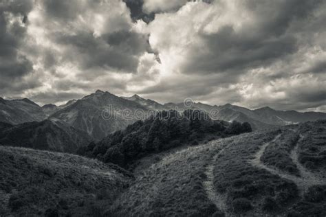 Black And White Dramatic Mountain Landscape Stock Photo Image Of