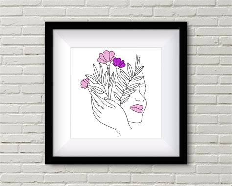 Face With Flowers Machine Embroidery Design Woman Embroidery Etsy