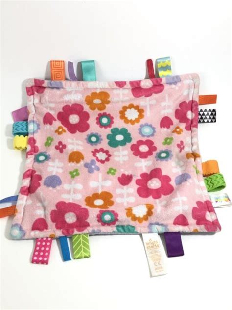 Bright Starts Taggies Security Blanket Lovey Pink Flowers Rubber Teether Tags Ebay