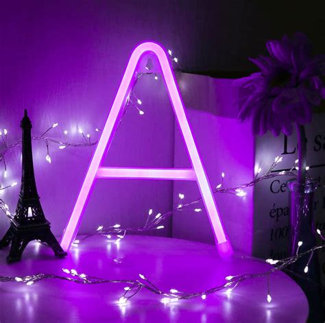 Led Neon Purple A To Z Letter Light Usb Batteries Operated Etsy