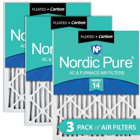 Nordic Pure 20x20x1 Merv 14 Pleated Plus Carbon Ac Furnace Air Filters6