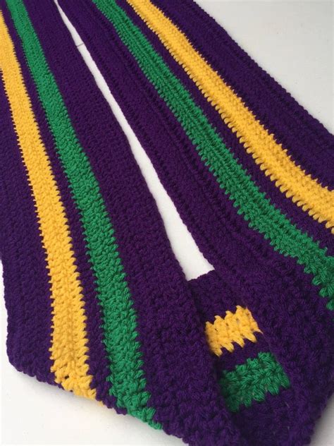 Mardi Gras Super Scarf With Fringe In New Orleans Purple Green Etsy