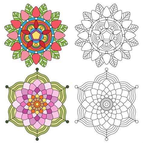 Voici un lien vers ma réserve de mandalas collectée un peu partout sur internet : Fleur De Mandala 2 Couleurs à Colorier Pour Adultes ...