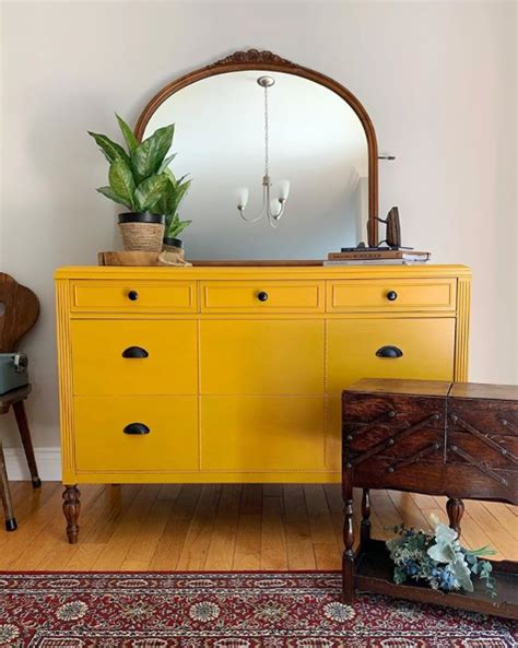 Chalk Style All In One Paint Fresh Mustard Yellow Painted Furniture