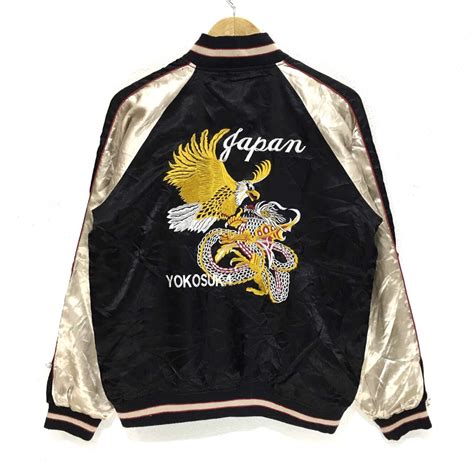 Japanese Brand Vintage Sukajan Jacket Japanese Traditional Eagle Dragon
