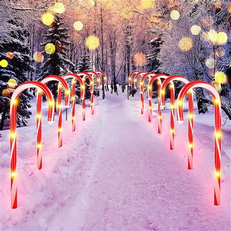 Solar Candy Cane Lights Christmas Path Solar Powered Pathway Canes