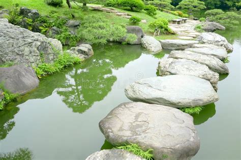 Stone Bridge And Water Pond In Japanese Zen Garden Stock Photo Image