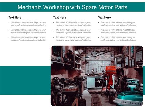 Mechanic Workshop With Spare Motor Parts Ppt Powerpoint Presentation