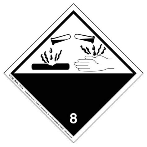 International Dangerous Goods Label Class 8 Corrosive Paper
