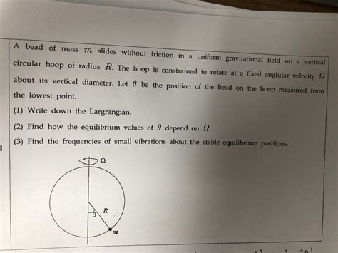 Solved A Bead Of Mass M Slides Without Friction In A Uniform Chegg Com