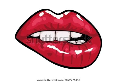 closeup sensuous woman biting red lips stock vector royalty free 2092771453 shutterstock