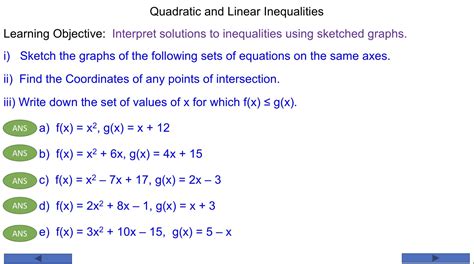 Quadratic And Linear Inequalities Mr
