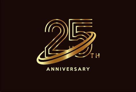 Premium Vector Golden 25 Year Anniversary Celebration Logo Design