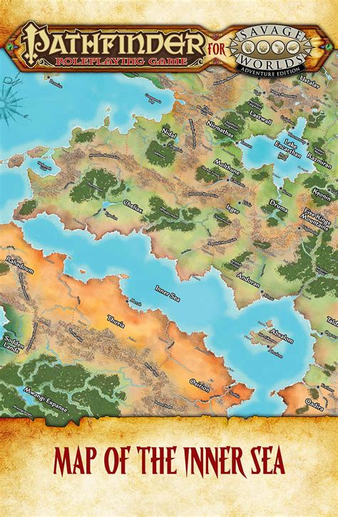Pathfinder® For Savage Worlds Inner Sea Map Pinnacle Entertainment Group