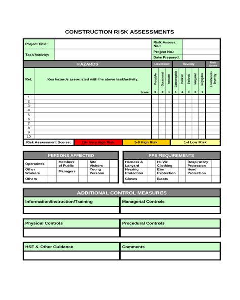 Construction Risk Assessment Template Fillable Printable Pdf My XXX