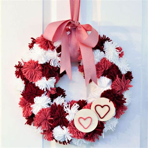 Valentines Day Pom Pom Wreath Valentine Wreath Diy Pom Pom Wreath