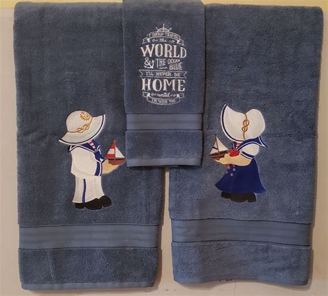 3 Piece Bath Towel Set Sailor Bath Towel Set Bonnet Girl Etsy