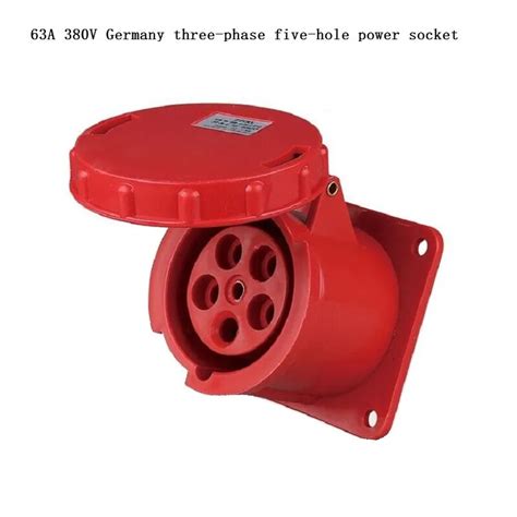 63a Germany Three Phase Five Hole Power Socket Ac 380v Male Female