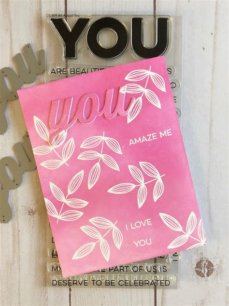 You Card You Amaze Me Handmade Card Pink Botanical Embossed Etsy