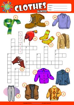 Vocabulary worksheets > seasons > winter > winter, crossword puzzle. Winter Clothes Crossword Puzzle ESL Vocabulary Worksheet ...