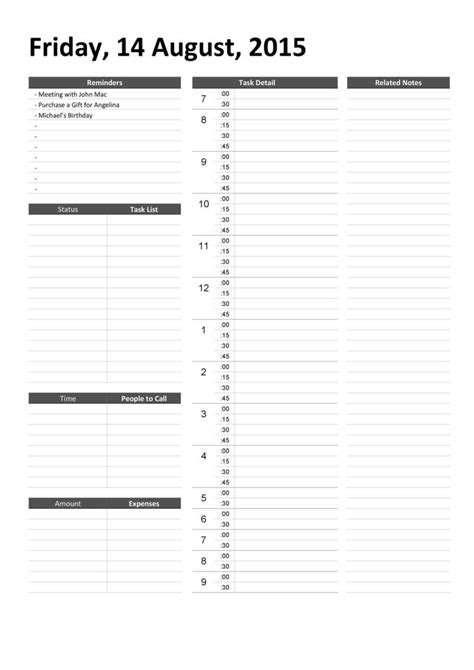 17 Perfect Daily Work Schedule Templates Templatelab