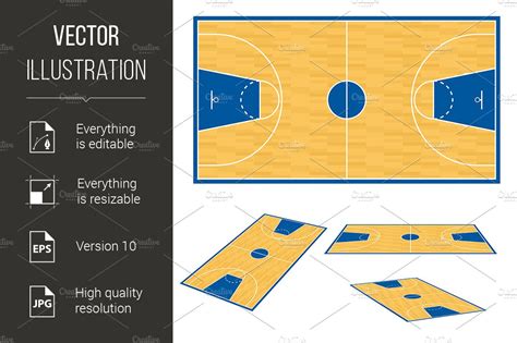 Basketball Court Floor Plan ~ Graphics ~ Creative Market