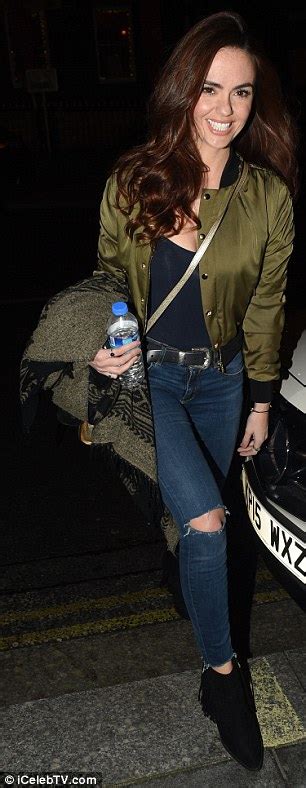 Jennifer Metcalfe Looks Slim In Skinny Jeans And Silk Bomber Jacket