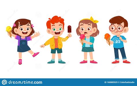 Find gifs with the latest and newest hashtags! Happy Cute Kids Eat Ice Cream Set Stock Vector ...