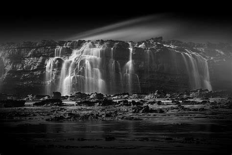 Free Images Waterfall Black And White Night Wave Darkness Long