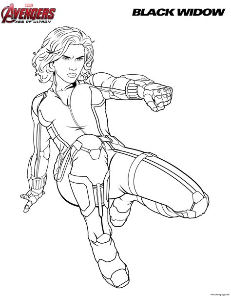 Black Widow From Avengers Coloring Page Printable