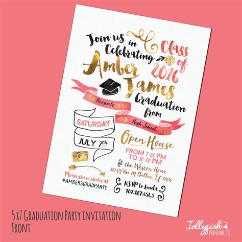 Unique Graduation Party Invitation Customized For You Gold