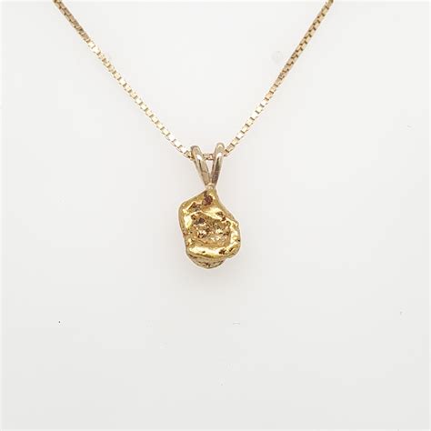 Vintage Genuine Gold Nugget Pendant And 18k Gold Chain Etsy Uk