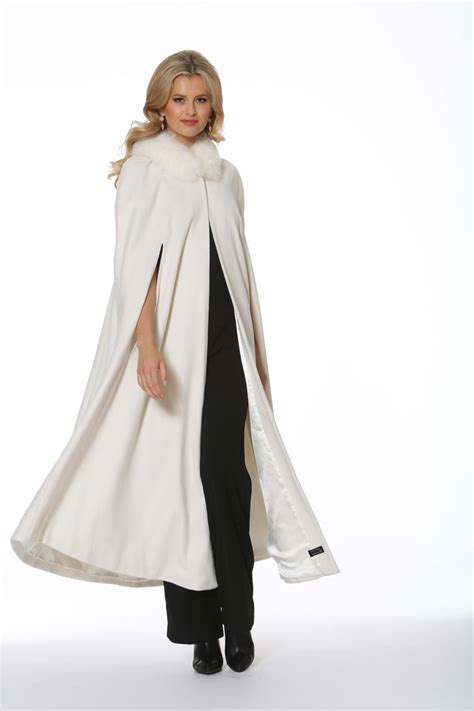 Full Length White Cashmere Cape Madison Avenue Mall Furs