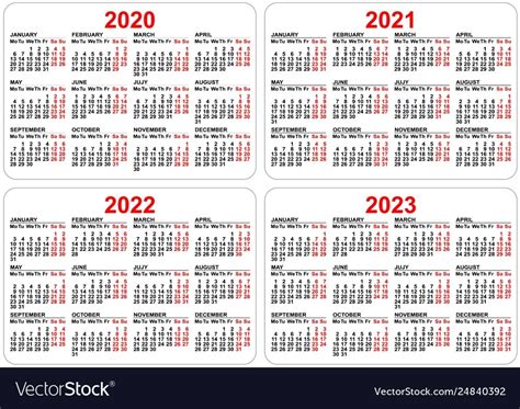 4 Year Calendar 2020 To 2022 Month Calendar Printable