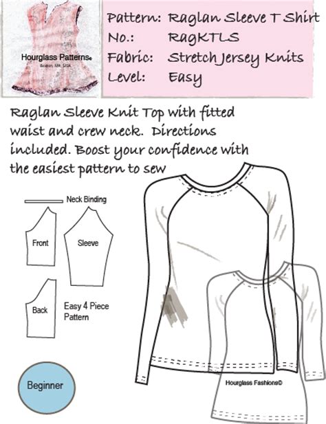 Sewsuccessful Hourglass Pattern Raglan Long Sleeve Or 34 Sleeve Knit Top