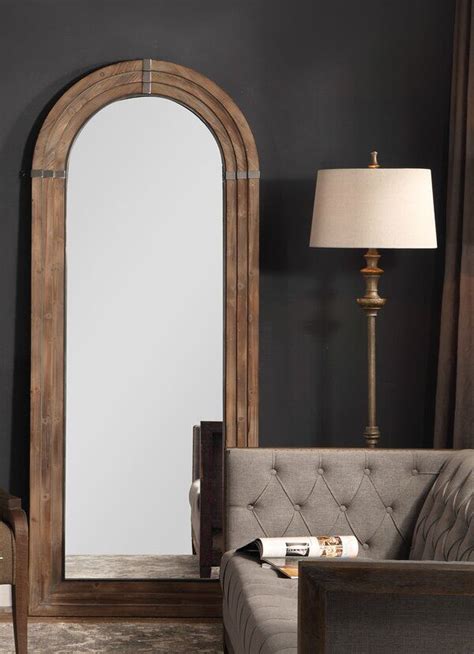 Wooden Rustic Beveled Full Length Mirror In 2020 Full Length Mirror