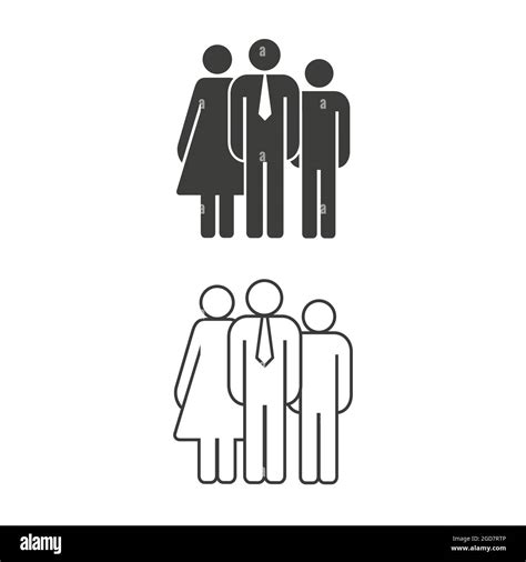 Business Team Simple Icon Workers Employee Stick Figures Flat Vector