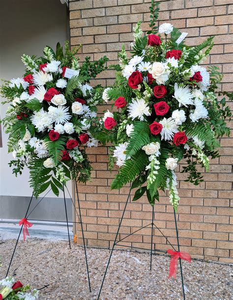 Whole Red And White Two Standing And One Casket Spray Flora Funeral